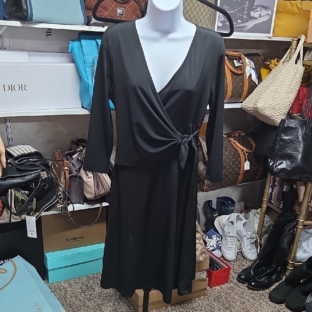 Merona Black Long Sleeve Wrap Dress